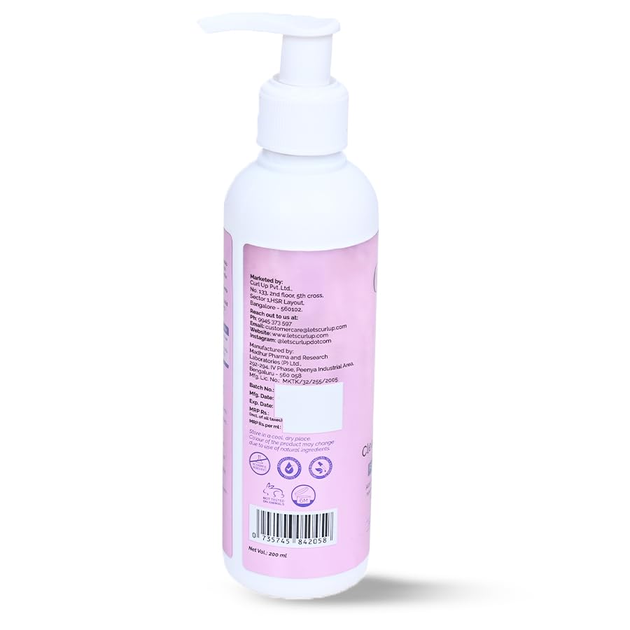 Curl Up Cowash Cleansing Conditioner | Mild 2 in 1 Shampoo & Conditioner | For Dry Frizzy, Wavy & Curly Hair | Sulphate Paraben And Silicone Free - 200 ML