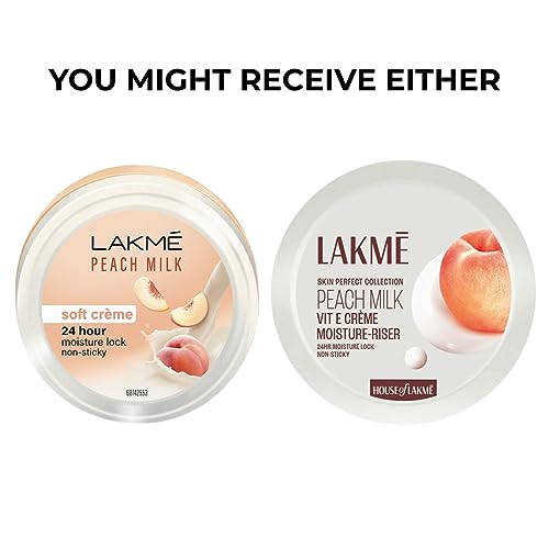 LAKMÉ Peach Milk Soft Crème Moisturizer for Face 200 g|| Daily Lightweight Whipped Cream with Vitamin E for Soft|| Glowing Skin - Non Oily 24h Moisture
