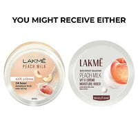 LAKMÉ Peach Milk Soft Crème Moisturizer for Face 200 g|| Daily Lightweight Whipped Cream with Vitamin E for Soft|| Glowing Skin - Non Oily 24h Moisture