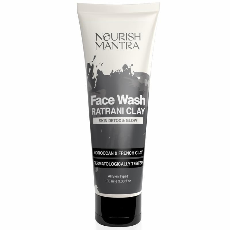 Nourish Mantra-Ratrani Moroccan Lava Face Wash | Enriched With Moroccan Clay, Activated Charcoal & Vitamin E | Face Wash For All Skin Types | Paraben & SLSSLES Free - 100 ml