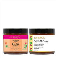 Auravedic Detan Cream face cream for De tan for men women with Turmeric Licorice Papaya Detan Face Pack For Glowing Skin Sandalwood Turmeric De tan Face pack for Women/Men, Set of 2 ( 100 Gm+ 100Gm Paraben free