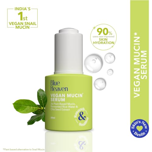 Blue Heaven Vegan Mucin Face Serum Infused with 3% Plant Based Mucin | Moisturizes & Improves Skin Texture | Korean Glass Like Skin Glow Face Serum for Women 20ml
