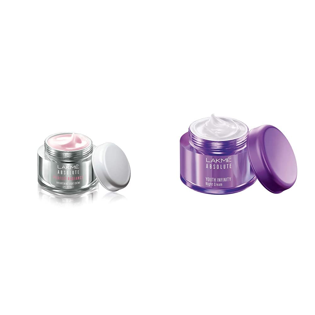 Lakmé Absolute Perfect Radiance Skin Brightening Light Crème (Cream) With Sunscreen, 50 G & Youth Infinity Skin Sculpting Night Creme, 50G