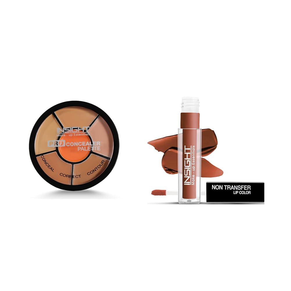 Insight Cosmetics Pro Concealer Palette-ConcealerConceal Correct Contour WaterProof (CR105-Concealer) Non Transfer Lip Color Matte Texture12Hrs Waterproof, 4ml(LG40-28)
