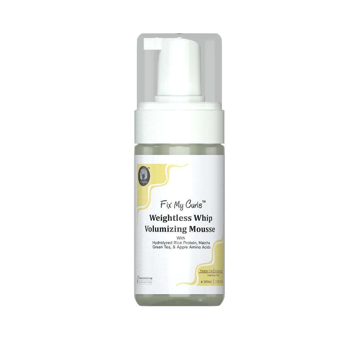 Fix My Curls Weightless Whip Volumizing Mousse | Enriched with Rice Protein for Hair Growth, & Apple Cider Vinegar | For Wavy, Curly, Frizzy Hair | Curl Enhancing | Silicone & Alochol Free (100ml)