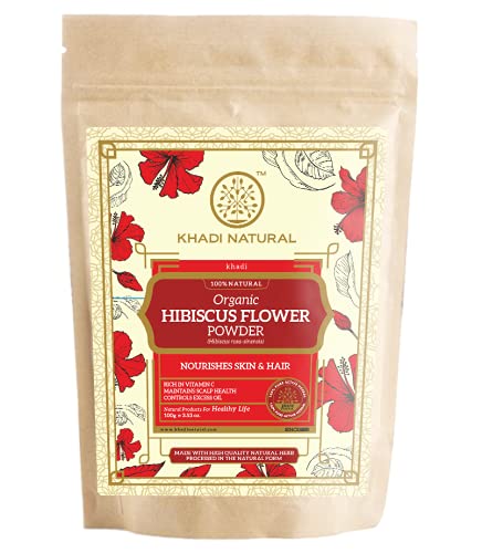 KHADI NATURAL Hibiscus Flower Organic Powder Pack of 2 (2x100gm) 200gm