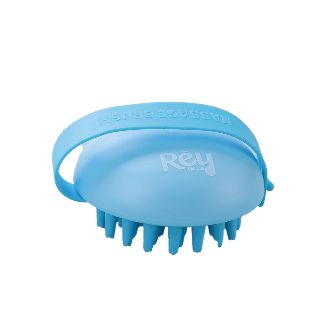 Rey Naturals Hair Scalp Massager | Shampoo & Hair Oil Brush for Men and Women | Hair Growth, Scalp Care and Relaxation | Oil Massager For Scalp | Soft Silicon Bristles for Gentle Massage | Blue