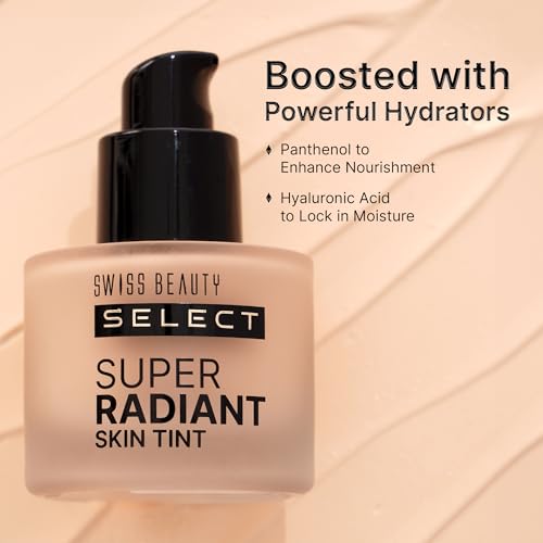 Swiss Beauty Select Super Radiant Hydrating Skin Tint | With Hyaluronic acid | Provides Natural, Dewy Glow | Shade- Creamy Glow, 30gm