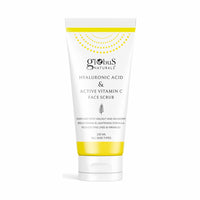 Globus Naturals Hyaluronic Acid & Vitamin C Anti Ageing Face Scrub, Enriched with Rose & Glycerine, Skin Lightening & Brightening Formula, 100 gm
