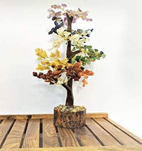 Seven Chakra Tree of Life, Crystal Tree for Positive Energy - Feng Shui Tree, Artificial Tree, Crystal Decoration, Money Tree, Handmade 7 Chakra Tree, Stone Tree, Healing Crystals, Spiritual Gifts 001 Seven Chakra (Golden Wire)