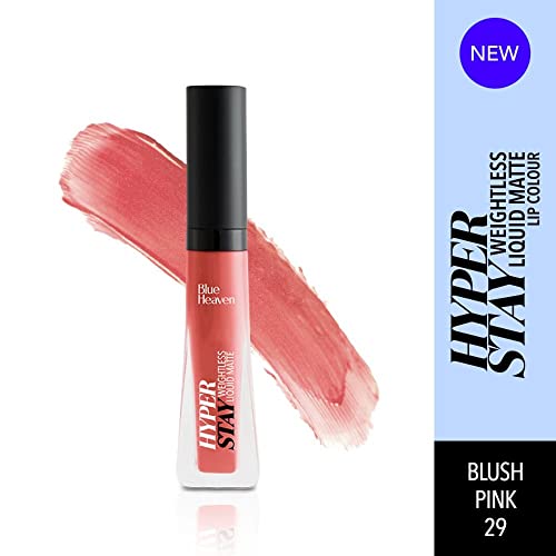 Blue Heaven Hyper Stay Weightless Liquid Matte Lipstick | Long-lasting & Smudge Proof | Non-Transfer Matte Lipstick for Women | Blush Pink-29 | 6ml
