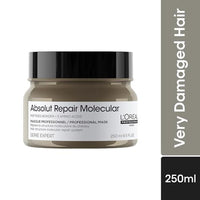 L'Oréal Professionnel Absolut Repair Molecular Deep Repairing Rinse-off Cream Mask for Damaged Hair - 250 ml | Repairs Very Damaged Hair and Restores Strength With 2% Peptides Bonder & 5 Amino Acids