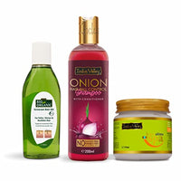 Indus valley Hair care combo of Onion hair fall control shampoo, Growout Oil and Hair mask ultima spa(200ml+100ml+175ml=475ml)