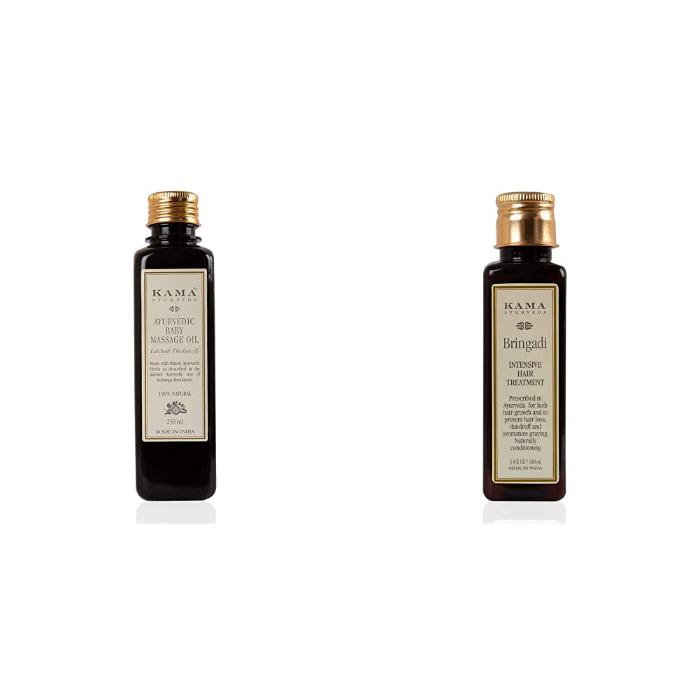 Kama Ayurveda Ayurvedic Baby Massage Oil, 250 ML & Kama Ayurveda Bringadi Intensive Hair Treatment, 100ml