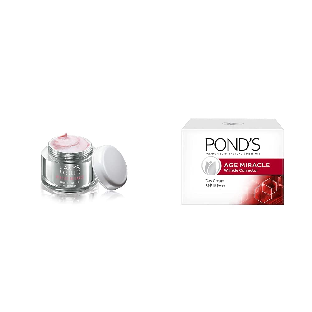 Lakmé Perfect Radiance Fairness Day Creme 50 g & Pond's  Age Miracle Wrinkle Corrector SPF 18 PA++ Day Cream 50 g