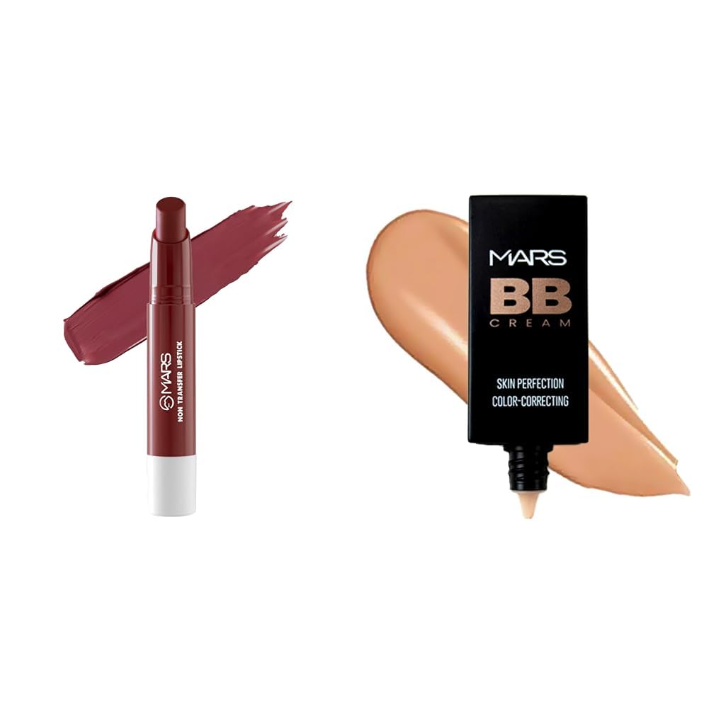 MARS Matte Super Stay Lipstick Lipstick for Women (2.6 gm) (13-DESTINY) BB Cream Lightweight Foundation | Blendable BB Cream for Women | Colour Correction for All Skin Types (30 ml) (Biscuit)