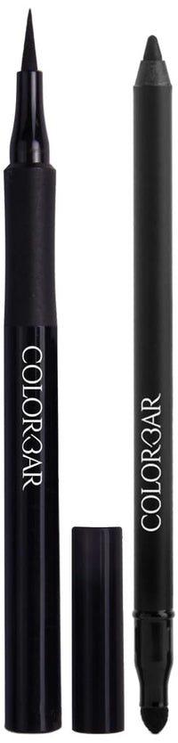 Colorbar Ultimate Eye Liner, Black, 1ml And Colorbar Just Smoky Kajal, Just Black, 1.2g