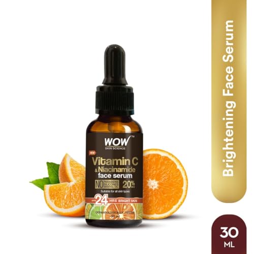 WOW Skin Science Brightening 20% Vitamin C Face Serum | Boost Collagen and Elastin for Anti aging, Skin Repair | For Dark Circles, Fine Lines | Glowing Skin | Hydrates | 30 ml