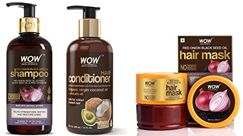 WOW Skin Science Onion Shampoo 300 ml & WOW Skin Science Hair Conditioner, 300ml & WOW Skin Science onion hair mask for Dandruff/Hair Growth/Hair Fall/Hair Regrowth - 200ml