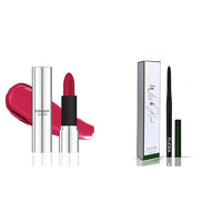 FLiCKA Tomato Bullet Matte Lipstick| Nontransfer Lipstick, Waterproof, Hydrating, Moisturizing, Upto 6Hrs, Shade 03, 4g Wild & Kind Twist Kajal Pen 04 Green Treasure Waterproof & Long Lasting 0.30gm