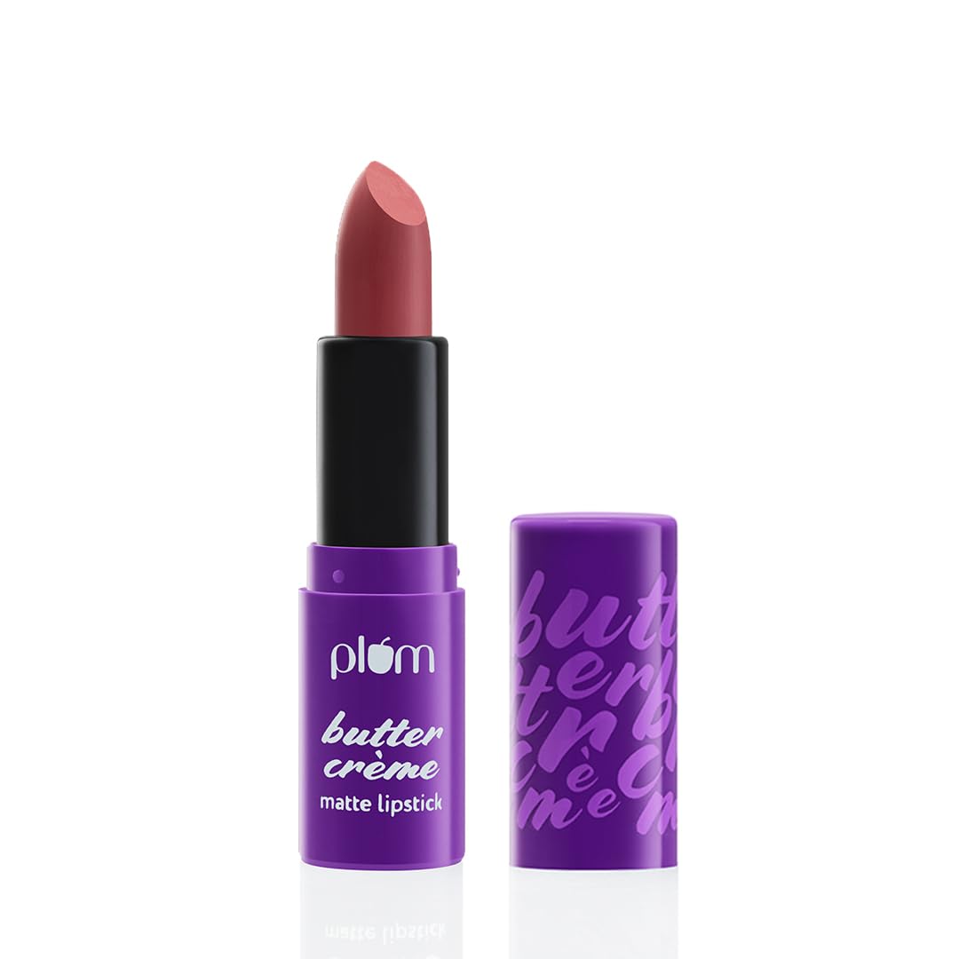 Plum Butter Crème Matte Lipstick | Creamy Matte Finish | Highly Pigmented | With Shea Butter, Rosehip Oil & Vitamin E | 100 Vegan & Cruelty Free | 124 Crimson Crush