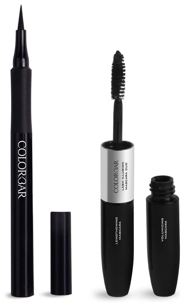 Colorbar Ultimate Eye Liner, Black, 1ml And Colorbar Duo Mascara, Carbon Black, 4ml