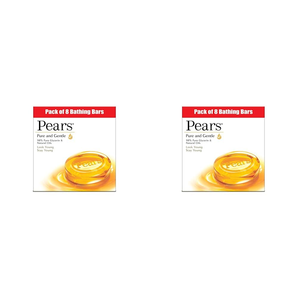 Pears Pure & Gentle Soap Bar (Combo Pack of 16) - With Glycerin for Soft, Glowing Skin & Body, Paraben-Free Body Soaps For Bath Ideal for Men & Women