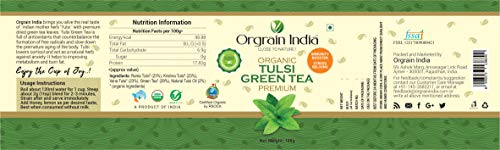 Orgrain India Certified Organic Tulsi Green Tea, 80g (Pack of 2*40g) | Stress Relieving & Energizing, Immune Support, Adaptogen, Vegan, Gluten-Free