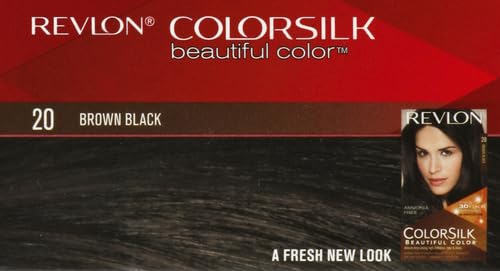 Revlon Colorsilk Beautiful Color, Permanent Hair Color with Keratin, 40ml + 40ml + 11.8ml - 20 Brown Black (Pack of 1)