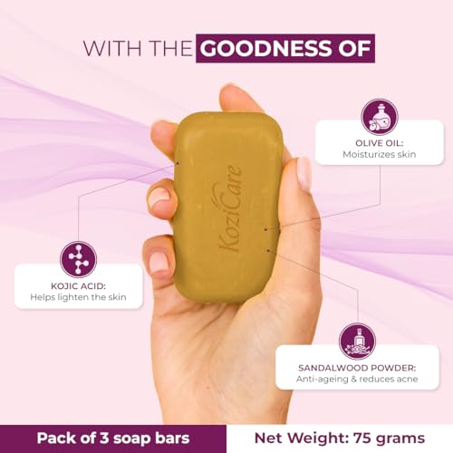 Kozicare Sandalwood Bath Soap for Younger Looking and Glowing Skin | with a Long-Lasting Youthful Radiance |For Man, Women and All Skin types-75gm (Pack of 9)