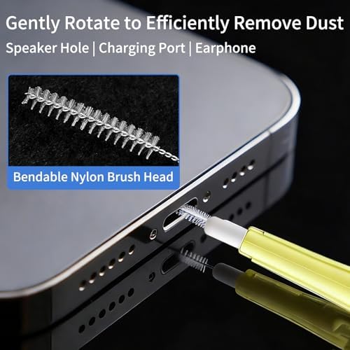 10 Pcs Cell Phone Cleaning Kit,Charging Port Cleaner,Dual Sided Anti Clogging Nylon Brushes,Suitable for Clean Phone Charging Port,Phone Speaker, AirPods,Tablet Camera,Other Electronics