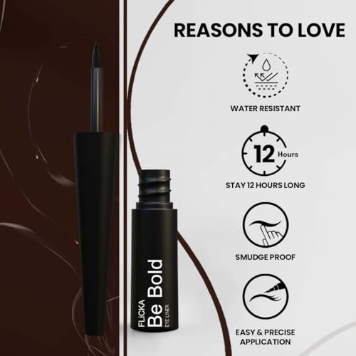 FLiCKA Be Bold Eyeliner 04 Turquoise - Waterproof, Smudge-Proof Liquid Eyeliner for Bold & Stunning Eye Looks