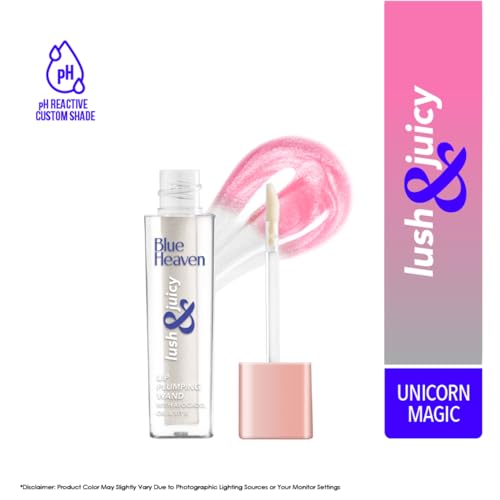 Blue Heaven Lush & Juicy pH based Lip Plumping Wand enriched with Jojoba Oil, Shea Butter + Vitamin E | Visibly Plumped lips| Non Sticky Formula| Soften & Smoothes Plums Lips, Unicorn Magic, 4.2ml