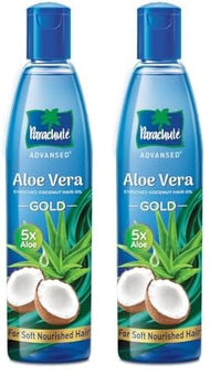 Parachute Advansed Aloe Vera Enriched Coconut Hair Oil Gold | 5X Aloe Vera | Makes Hair Sooperr Soft | 250ml (Pack of 2)
