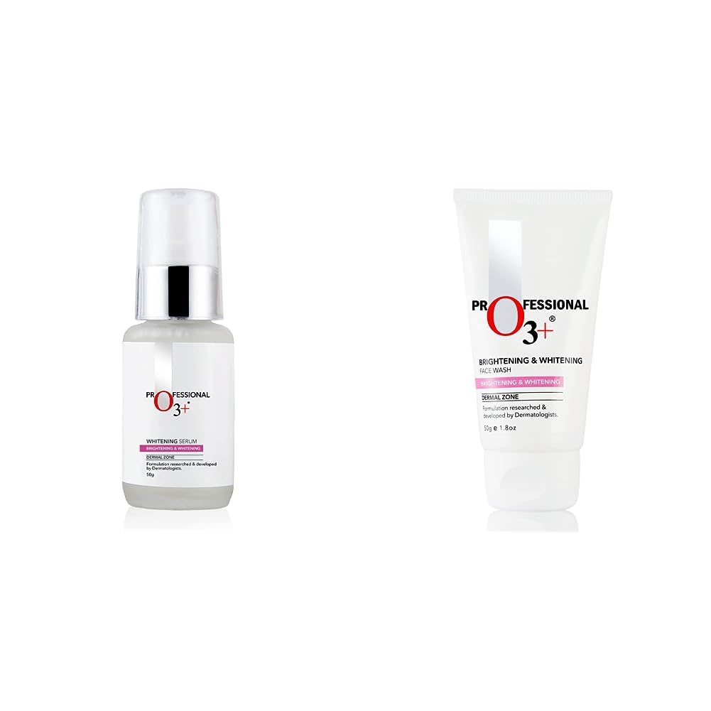 O3+ Whitening Serum for Pigmentation Control and Skin Brightening, 50ml & O3+ Brightening and Whitening Face Wash, 50g Combo