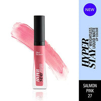 Blue Heaven Hyper Stay Weightless Liquid Matte Lipstick | Long-lasting & Smudge Proof | Non-Transfer Matte Lipstick for Women | Salmon Pink-27 | 6ml