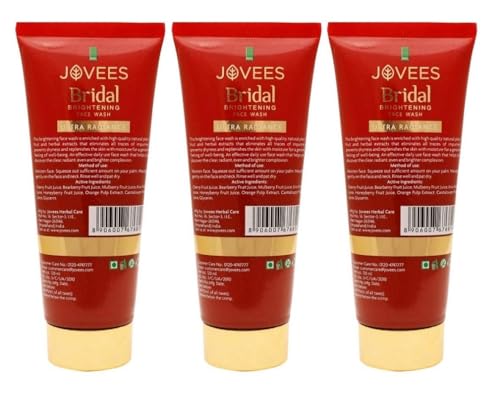 Jovees Herbal Bridal Brightening Face Wash | Ultra Radiance | For Brightening Skin | Reduces Dark Spot | For All Skin Types 120 Ml (Pack Of 3)