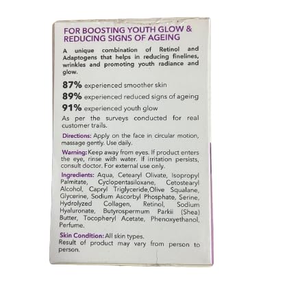 O3+ Derma Cult Retinol Cream Night Moisturizer for Wrinkles and Fine Lines| Anti Ageing Cream | For Men & Women 40 gm