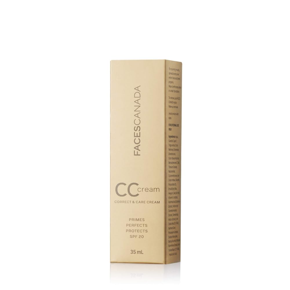 FACES CANADA SPF 20 CC Cream - Sand 02, 35ml | Correct & Care Tinted Cream | Dewy Finish | Radiant Flawless Skin | Conceals & Primes | Non-Oily | Smooth | Lightweight | Anti-Ageing | 12HR Hydration