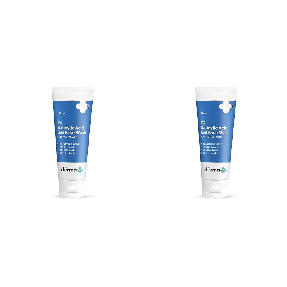 The Derma Co 1% Salicylic Acid Gel Face Wash With Salicylic Acid & Witch Hazel For Active Acne - 100 Ml(Dermaco) (Pack of 2)