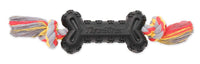 Mammoth Pet Products TireBiterII e with Cotton-Poly Rope – Natural Rubber Dog Toys for Extreme Chewers – Dog Toys for Extra Long Interactive Play – Aggressive Chewer Toys for Dogs - Large 16”, Black (31023F) Large 16” Bone w/Cotton-Poly Rope