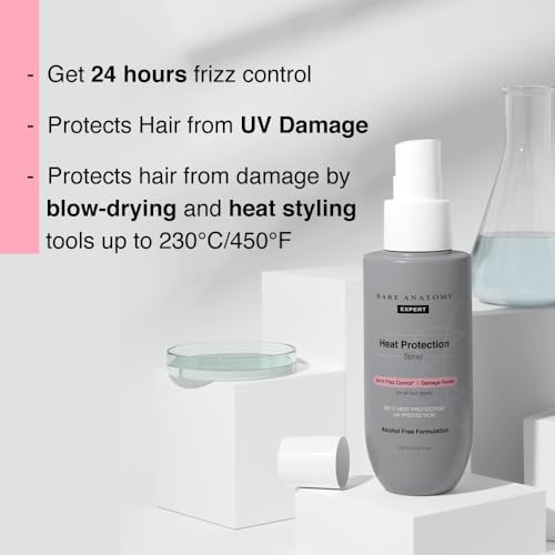 Bare Anatomy Heat Protection Spray Serum| Controls Frizz for up to 24 Hrs | Vitamin E, Pea Protein & Veg Keratin Enriched | Paraben Free | For Women & Men | Vegan |230 °C Heat Protection 150 ml
