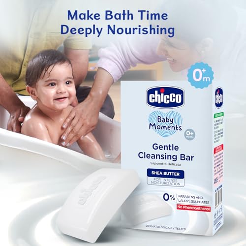 Chicco Baby Moments Gentle Cleansing Bar with Goodness of Shea Butter for Intense Moisturization 100g