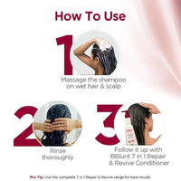 BBLUNT 7 in 1 Repair & Revive Shampoo for Upto 100% Damage Repair - 300ml | Addresses 7 Signs of Hair Damage | Enriched with Ceramides & Argan Oil