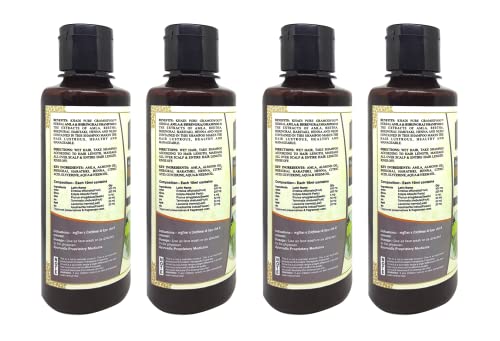 Khadi Pure Herbal Amla & Bhringraj Shampoo/Hair Cleanser, 210 ml (Pack of 4)