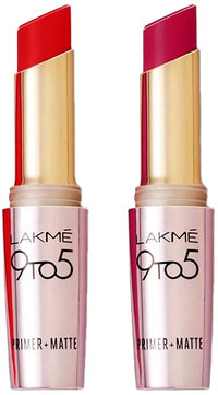 Lakmé 9TO5 Primer + Matte Lip Color Rose Day 3.6 g & Lakmé 9TO5 Primer + Matte Lip Color Red Twist 3.6 g