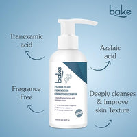BAKE 2% Tran-Zelaic Pigmentation Corrector Milky Face Wash | For Pigmentation, Dark Spots & Tan Removal | Unclogs Pores | All Skin Types | Removes Blackheads & Whiteheads - 100ml
