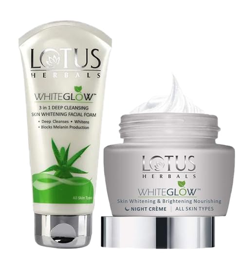 Lotus Herbals Whiteglow Facial Foam 100gm, Night Cream 60gm, Set of 2