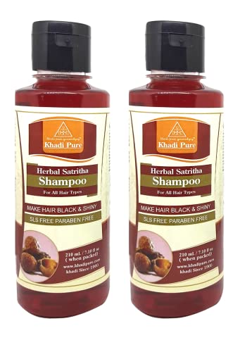 Khadi Pure Herbal Satritha Shampoo/Hair Cleanser SLS-Paraben Free, 210 ml (Pack of 2)