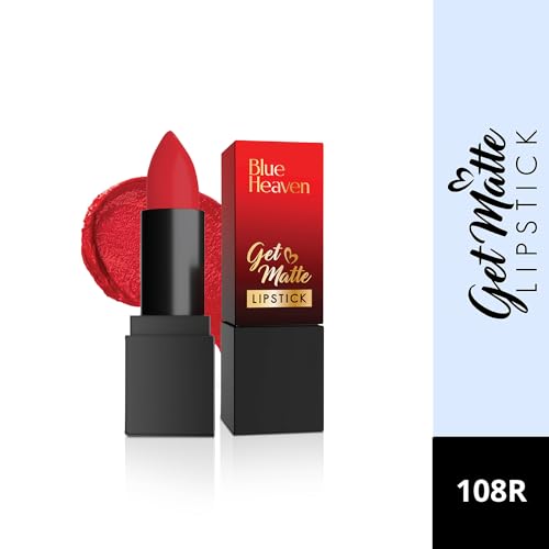 Blue Heaven Get Matte Lipstick | Soft Matte Finish and Lightweight Formula | Intense Pigment | Long-Lasting Lipsticks For Women | 108 | 4GM